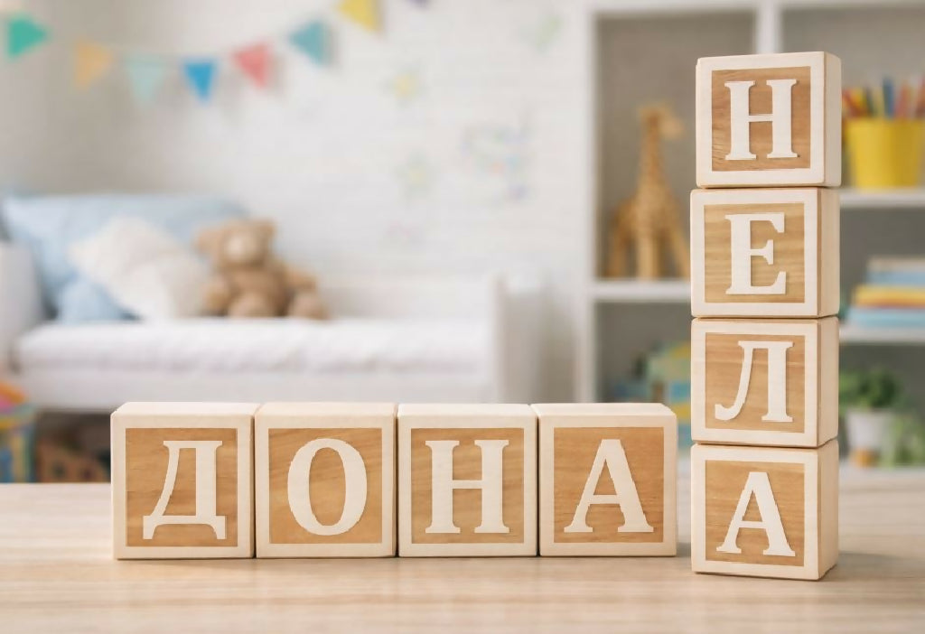 Персонализирани дрвени коцки и имиња за детска соба